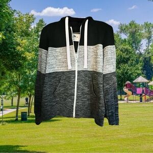 Reflex Men's XL Black and Gray Full Zip Hoodie